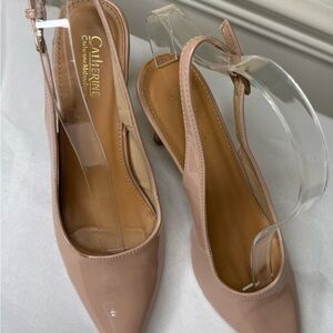 Catherine Malandrino Blush Patent Leather Slingback Pumps Classic Neutrals
